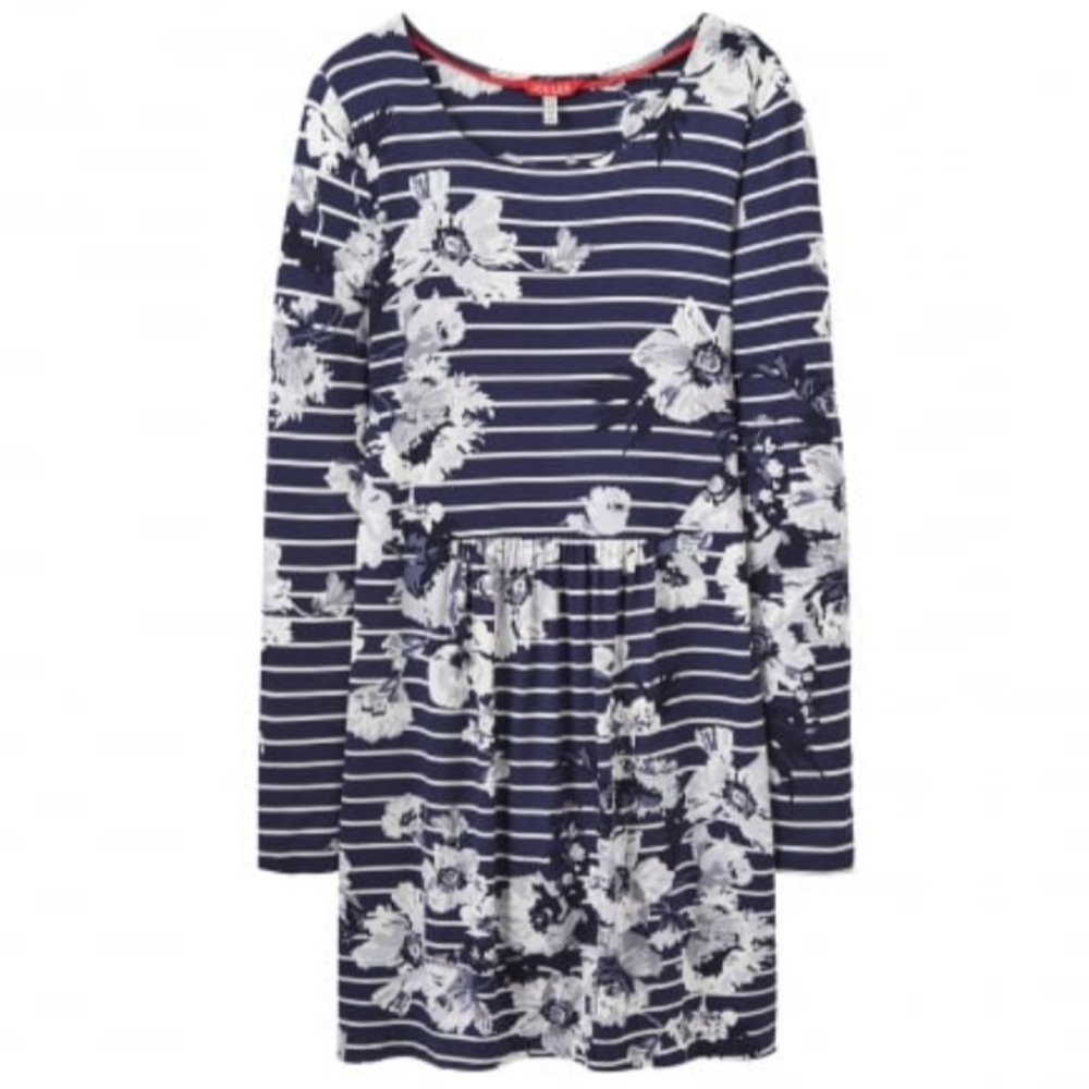 Joules Womens Kirsten Printed Jersey Tunic in French Navy Posy Stripe